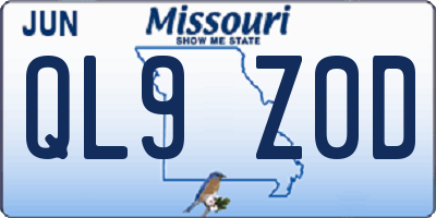MO license plate QL9Z0D