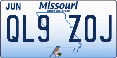 MO license plate QL9Z0J