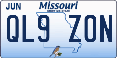 MO license plate QL9Z0N
