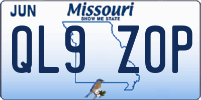MO license plate QL9Z0P