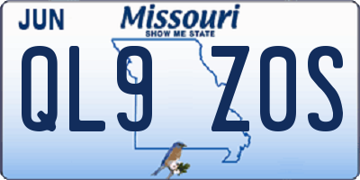 MO license plate QL9Z0S