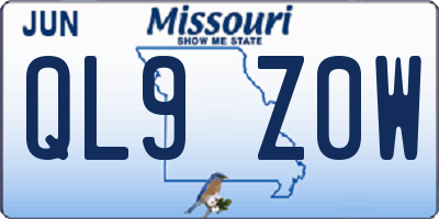 MO license plate QL9Z0W