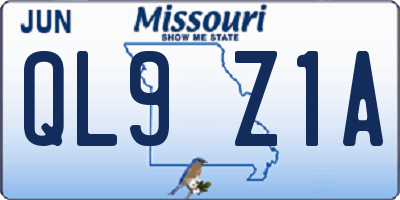 MO license plate QL9Z1A
