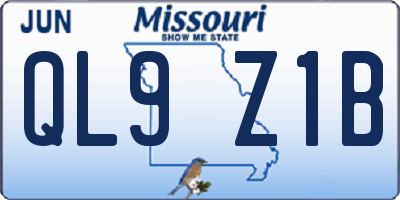MO license plate QL9Z1B
