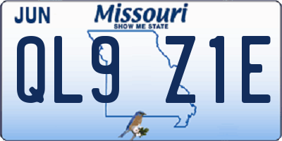 MO license plate QL9Z1E