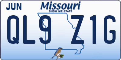 MO license plate QL9Z1G