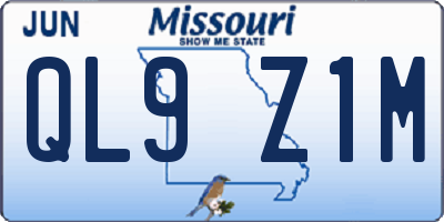 MO license plate QL9Z1M