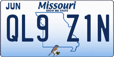 MO license plate QL9Z1N
