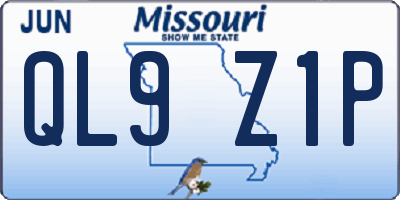 MO license plate QL9Z1P