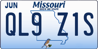 MO license plate QL9Z1S