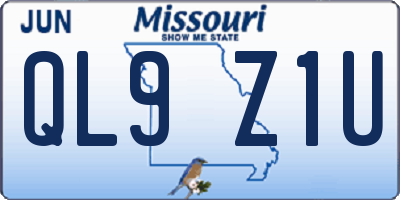 MO license plate QL9Z1U