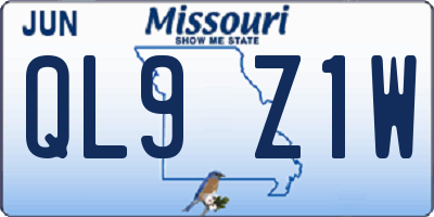 MO license plate QL9Z1W