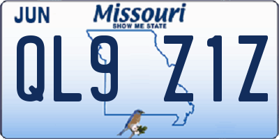 MO license plate QL9Z1Z