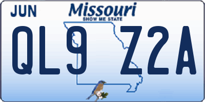 MO license plate QL9Z2A