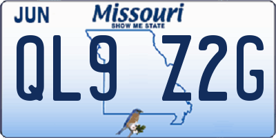 MO license plate QL9Z2G