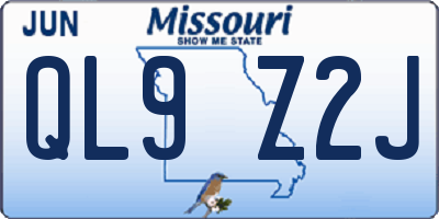 MO license plate QL9Z2J