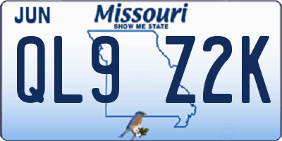 MO license plate QL9Z2K