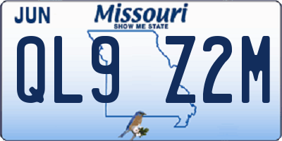 MO license plate QL9Z2M
