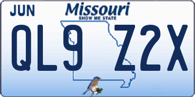 MO license plate QL9Z2X