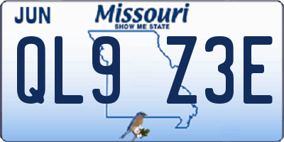 MO license plate QL9Z3E