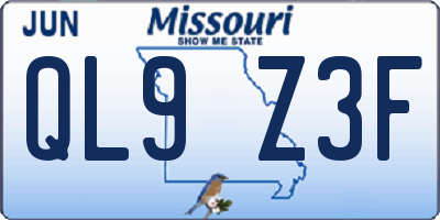 MO license plate QL9Z3F