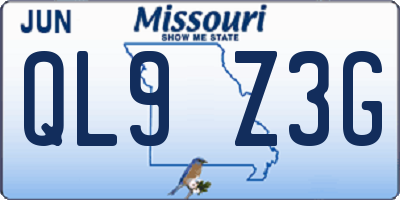 MO license plate QL9Z3G