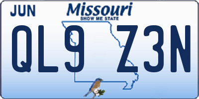 MO license plate QL9Z3N