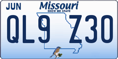MO license plate QL9Z3O