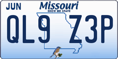 MO license plate QL9Z3P