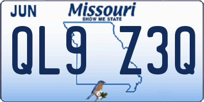 MO license plate QL9Z3Q