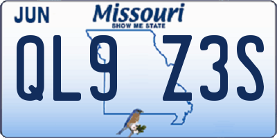 MO license plate QL9Z3S