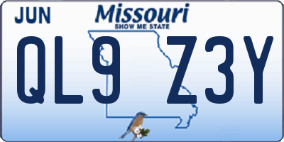 MO license plate QL9Z3Y