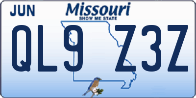 MO license plate QL9Z3Z
