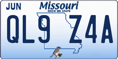 MO license plate QL9Z4A