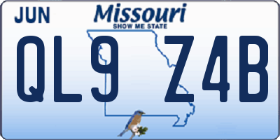 MO license plate QL9Z4B
