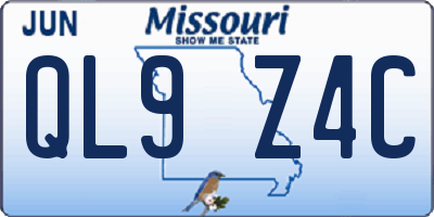 MO license plate QL9Z4C