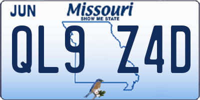 MO license plate QL9Z4D