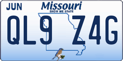 MO license plate QL9Z4G