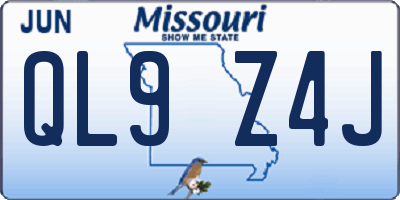 MO license plate QL9Z4J