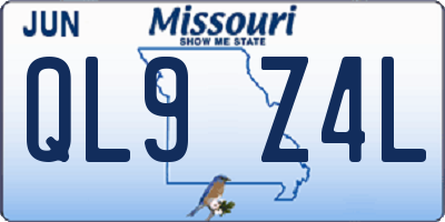 MO license plate QL9Z4L
