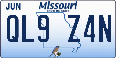 MO license plate QL9Z4N