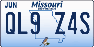 MO license plate QL9Z4S