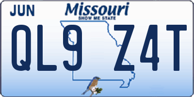 MO license plate QL9Z4T
