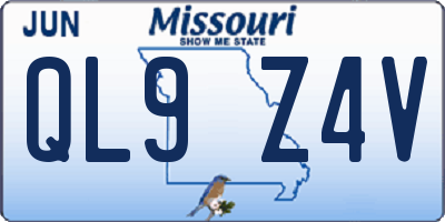 MO license plate QL9Z4V