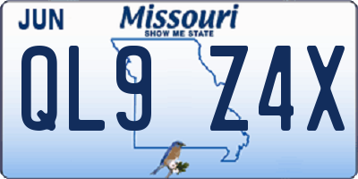 MO license plate QL9Z4X