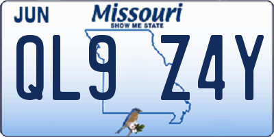 MO license plate QL9Z4Y