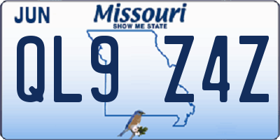 MO license plate QL9Z4Z