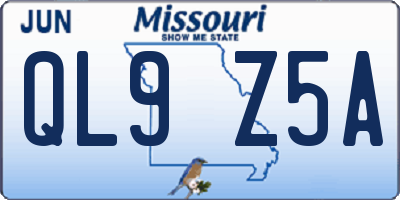 MO license plate QL9Z5A