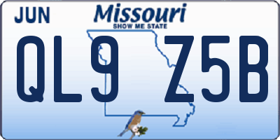 MO license plate QL9Z5B