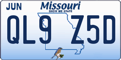 MO license plate QL9Z5D
